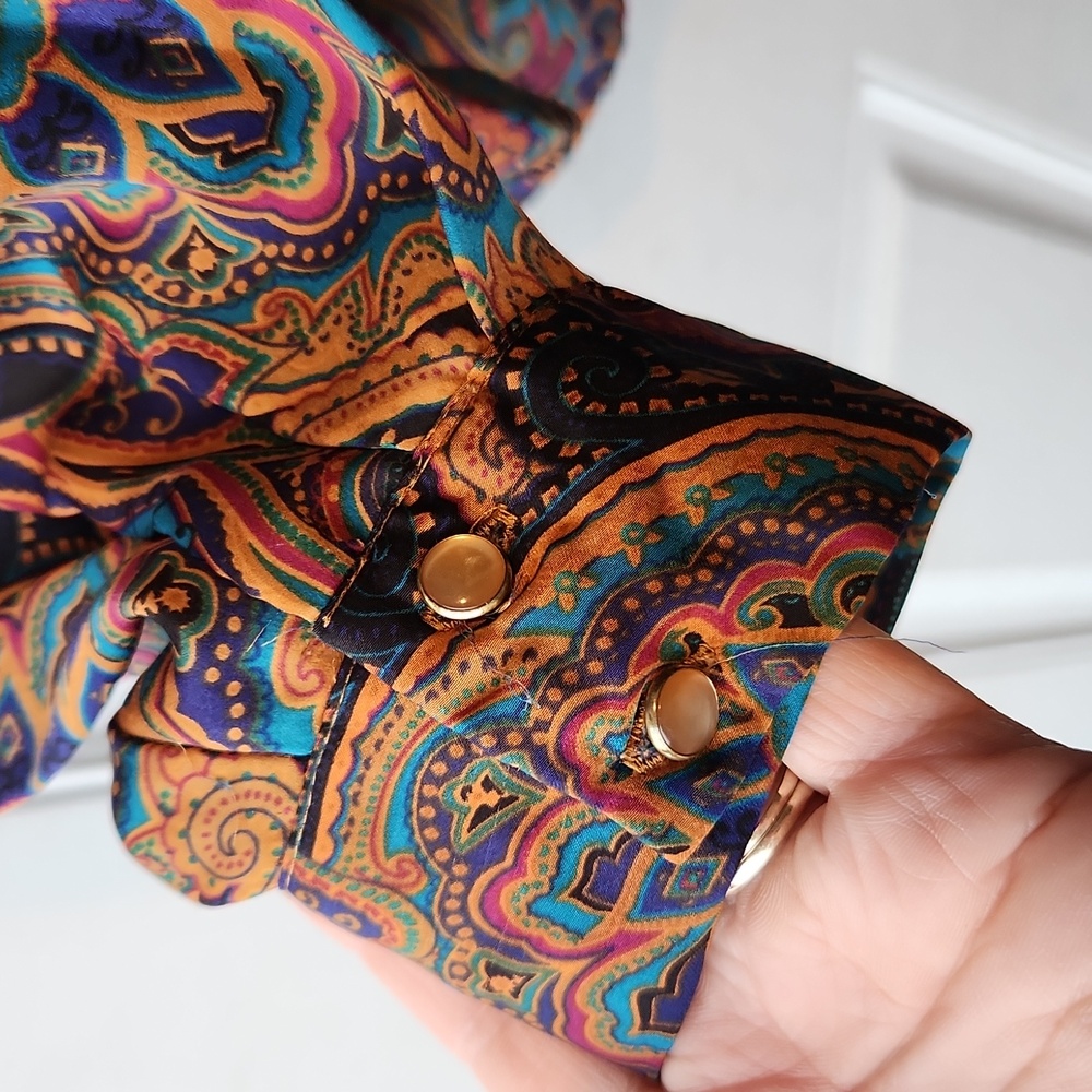 Apt. 9 Brown Paisley Long-sleeved Blouse Size 2X - Picture 5 of 9